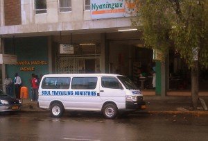 Soul Travailing Ministries, or STM, van on Samora Machel in downtown Harare. STM is to hold a conference in the area in a week