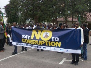 Christians holding an anti-corruption banner in Bulawayo (Photo N. Chingono)