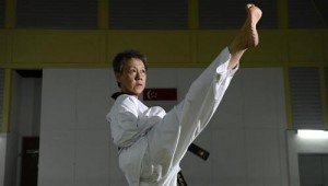 Sister Linda Sim, 58, a Catholic nun who earned a black belt in taekwondo. -- ST PHOTO: DESMOND LIM