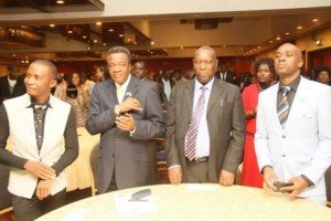 From Left gospel musician Mathias Mhere, Zimbabwe Union of Musicians patron Webster Shamu, Deputy Minister of Finance and Economic Development Samuel Udenge and Kuwadzana East MP Nelson Chamisa.